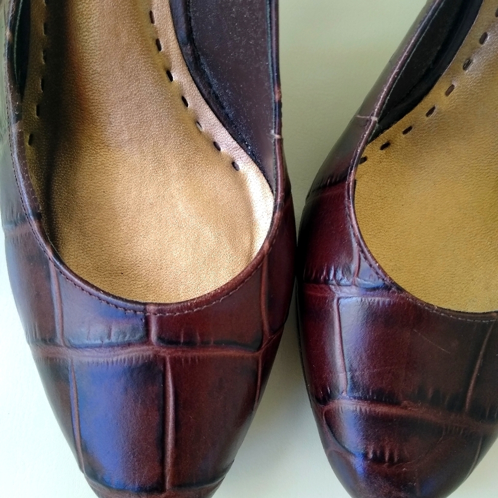 Brown Crock Leather Slingbacks